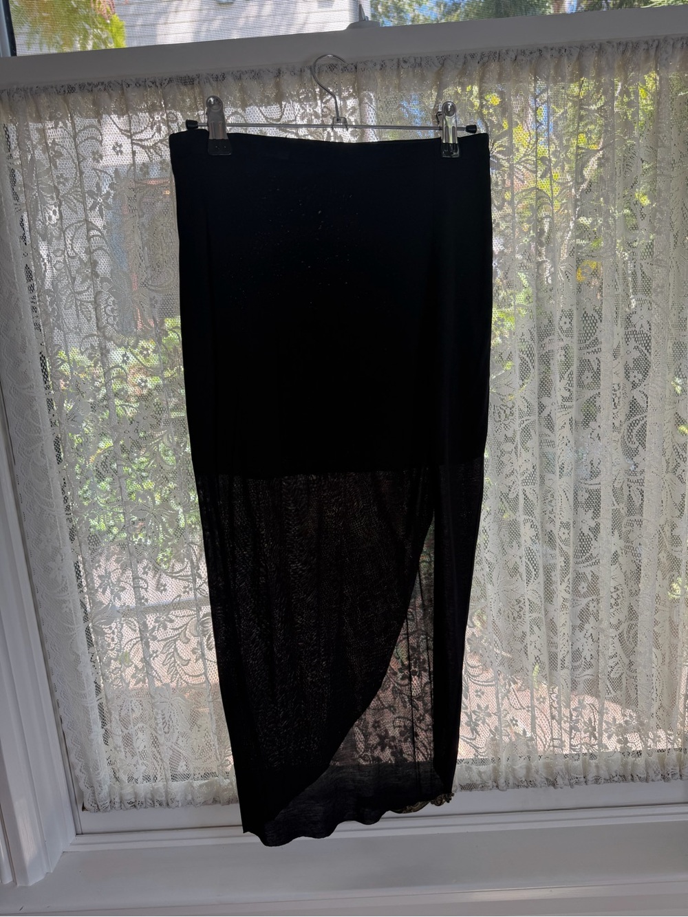 Bella Luxx Black High-Low Sheer Panel Skirt